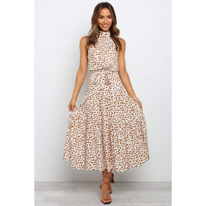 Damen Maxikleid Wickeldesign Punkte-Muster Elegant