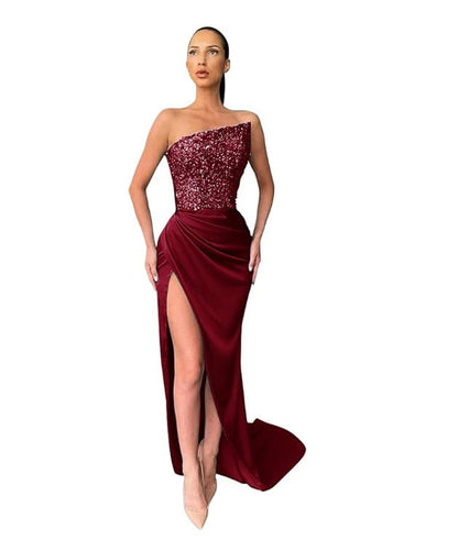 Damen Abendkleid Asymmetrisch Norvielle Hocher Beinschlitz