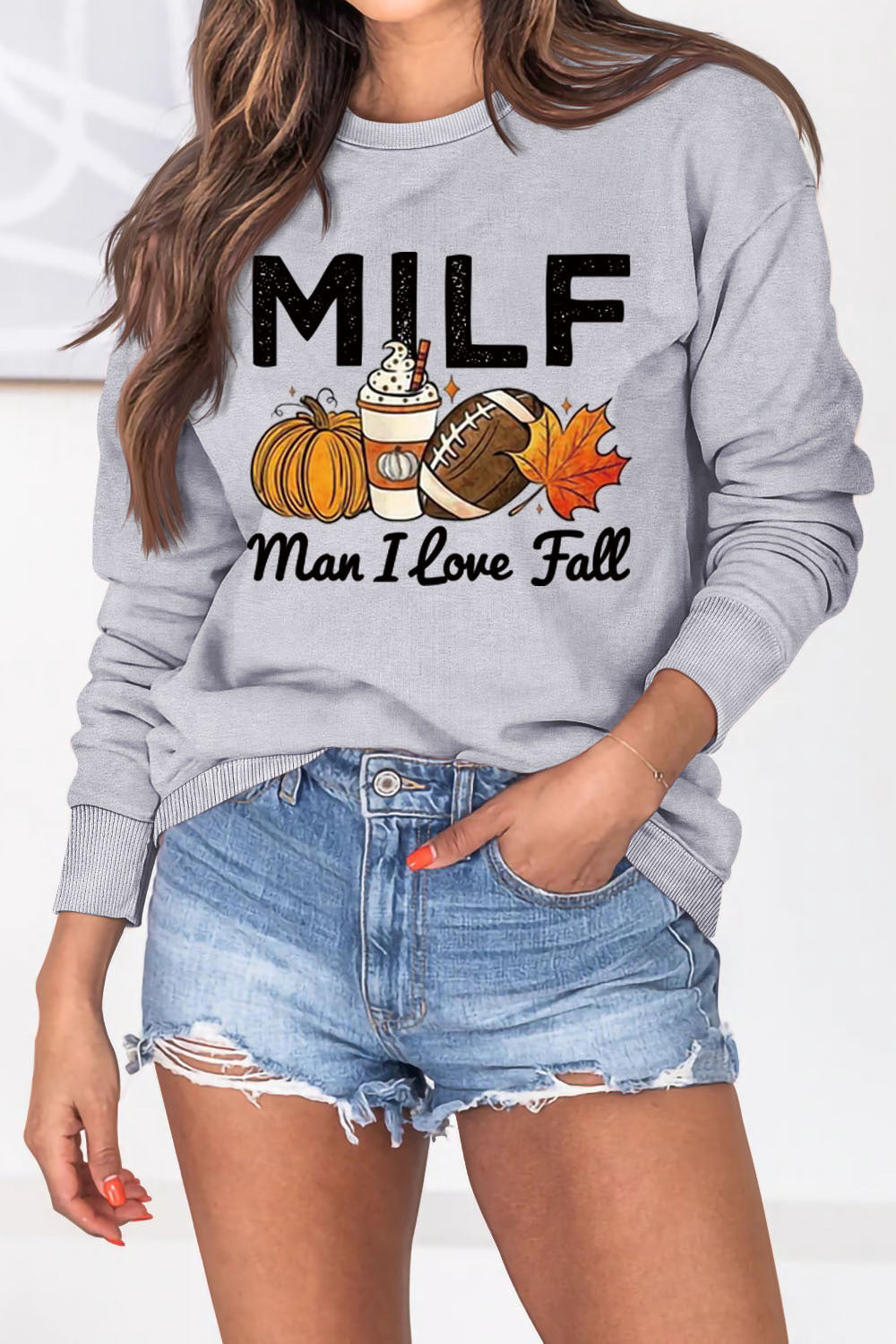 Damen Sweatshirt Herbstmotiv Inspirierender Schriftzug Norvielle