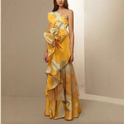 Damen Hochzeitskleid Asymmetrisch Floralmuster Norvielle - Norvielle