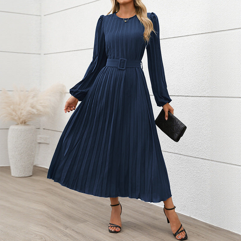 Damen Maxikleid mit Gürtel Tailliert Norvielle