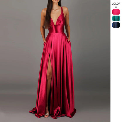 Damen Abendkleid V-Ausschnitt Hochschlitz Norvielle - Norvielle