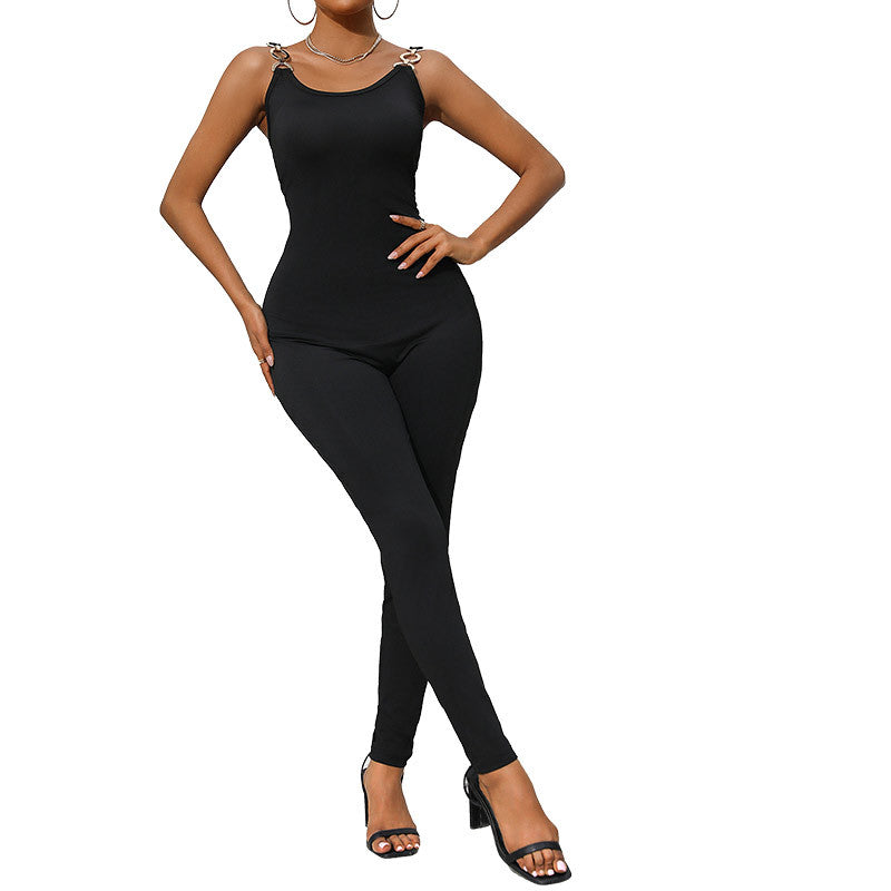 Damen Jumpsuit Figurbetont Kettendetails