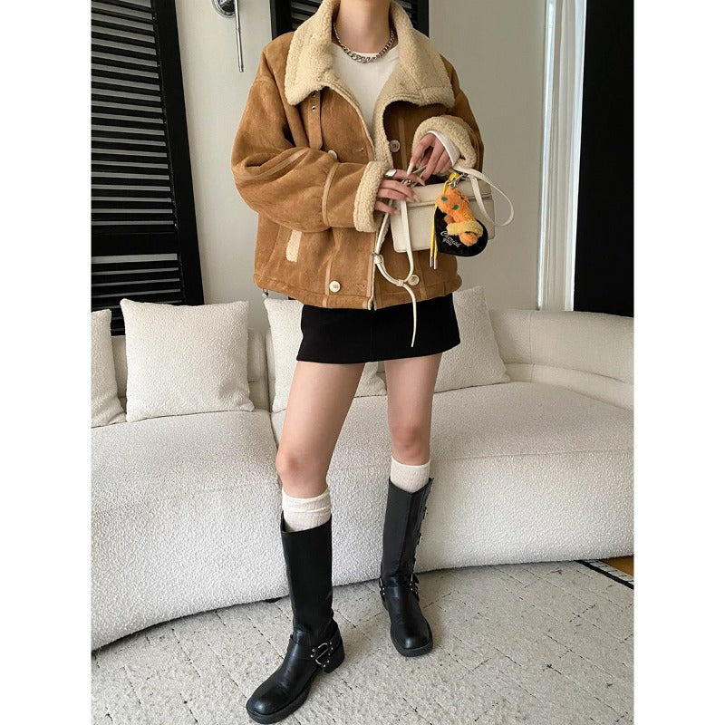 Damen Fleecejacke Lässig Umschlagbarer Kragen Norvielle