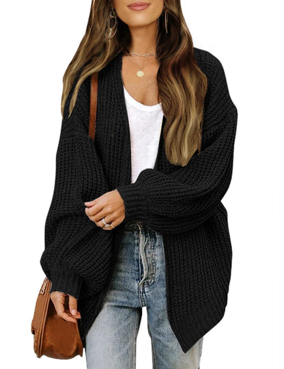 Damen Grobstrickjacke Lässiger Schnitt Überschnittene Schultern