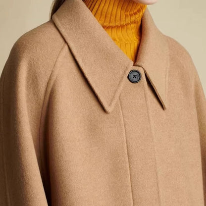 Damen Oversized Wollmantel Moderner Kragen