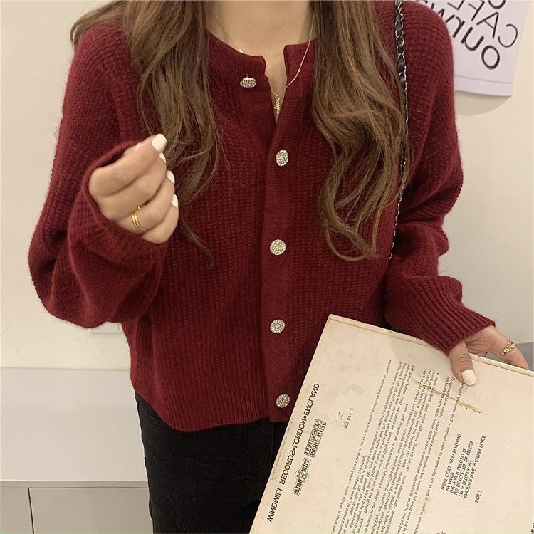Damen Strickjacke Weiter Schnitt Mit Knöpfen Beige - Norvielle
