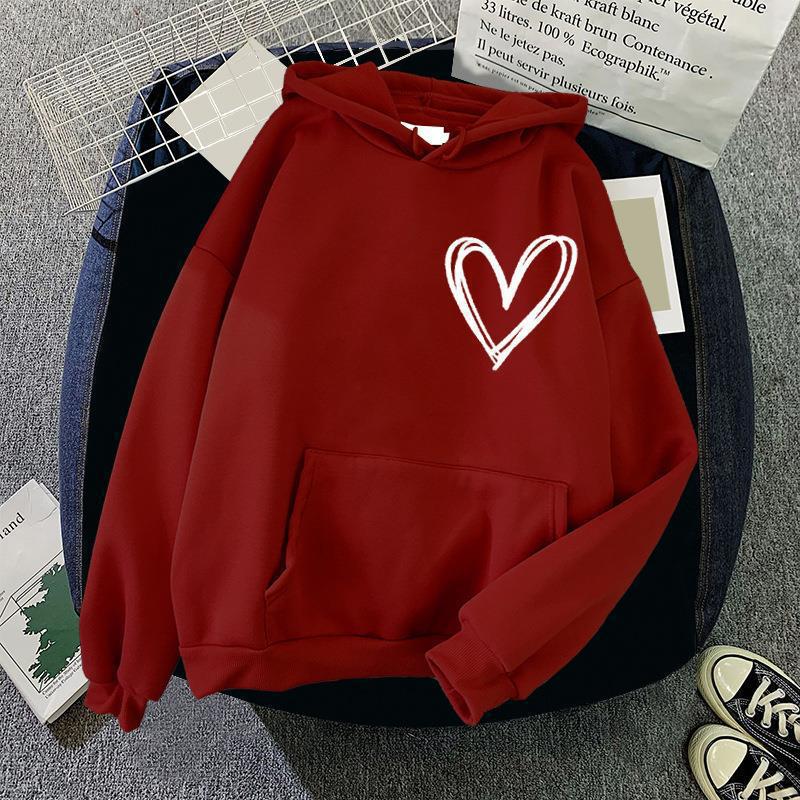 Damen Kapuzenpullover Herzmotiv Norvielle