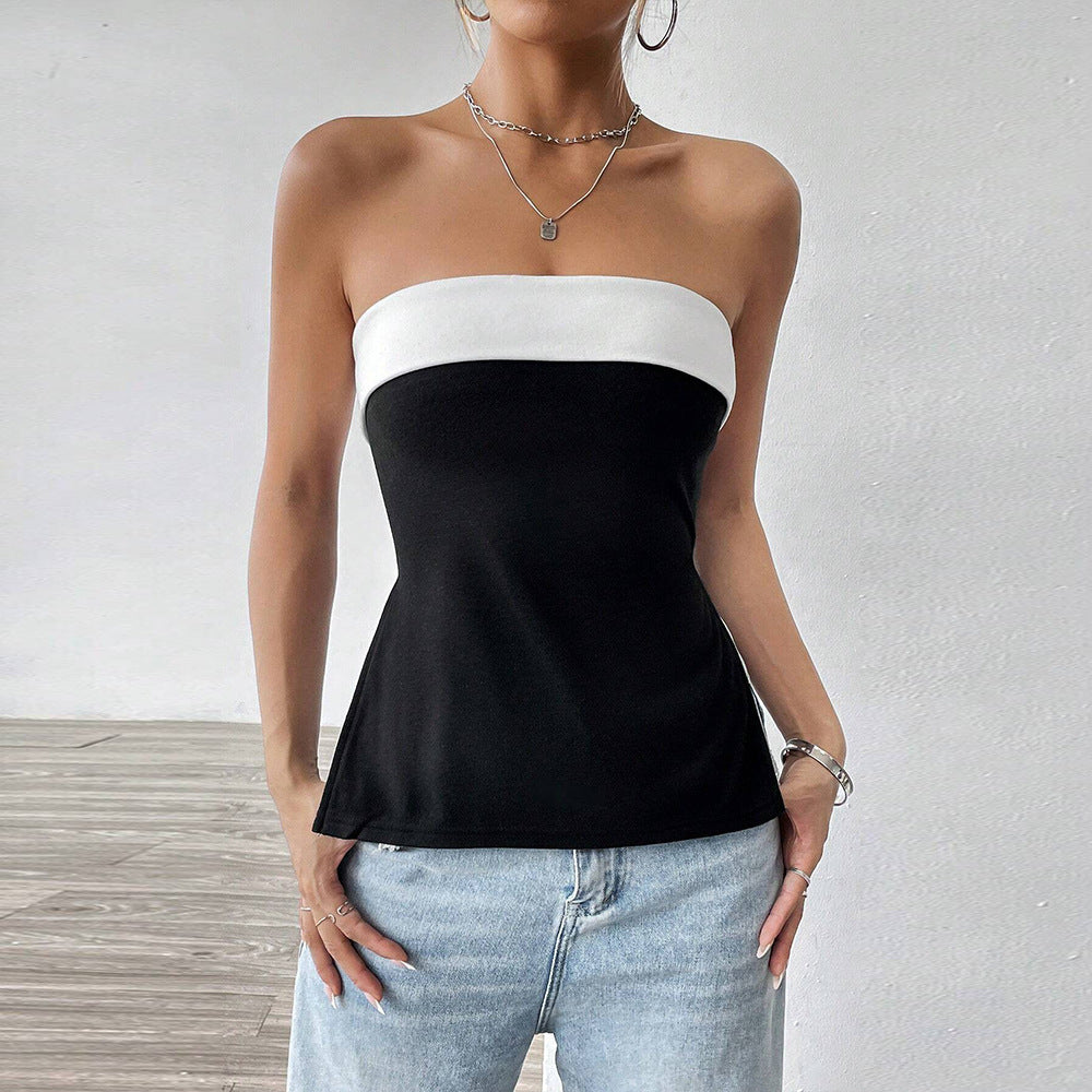 Damen Trägertop Figurbetonend Silhouette Kontrastdesign Norvielle
