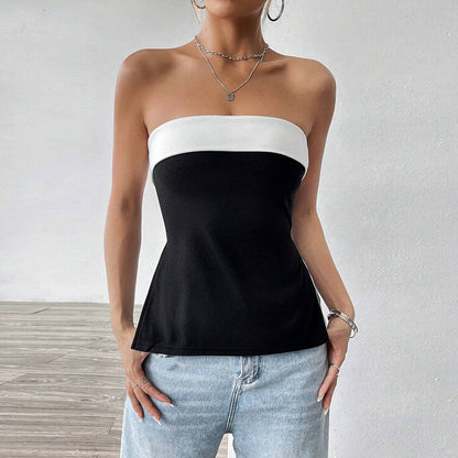 Damen Trägertop Figurbetonend Silhouette Kontrastdesign Norvielle