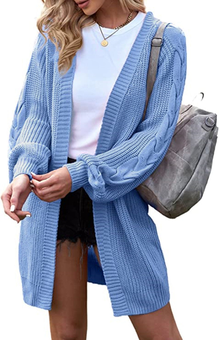 Damen Strickjacke Zopfmuster Lässiger Schnitt Norvielle