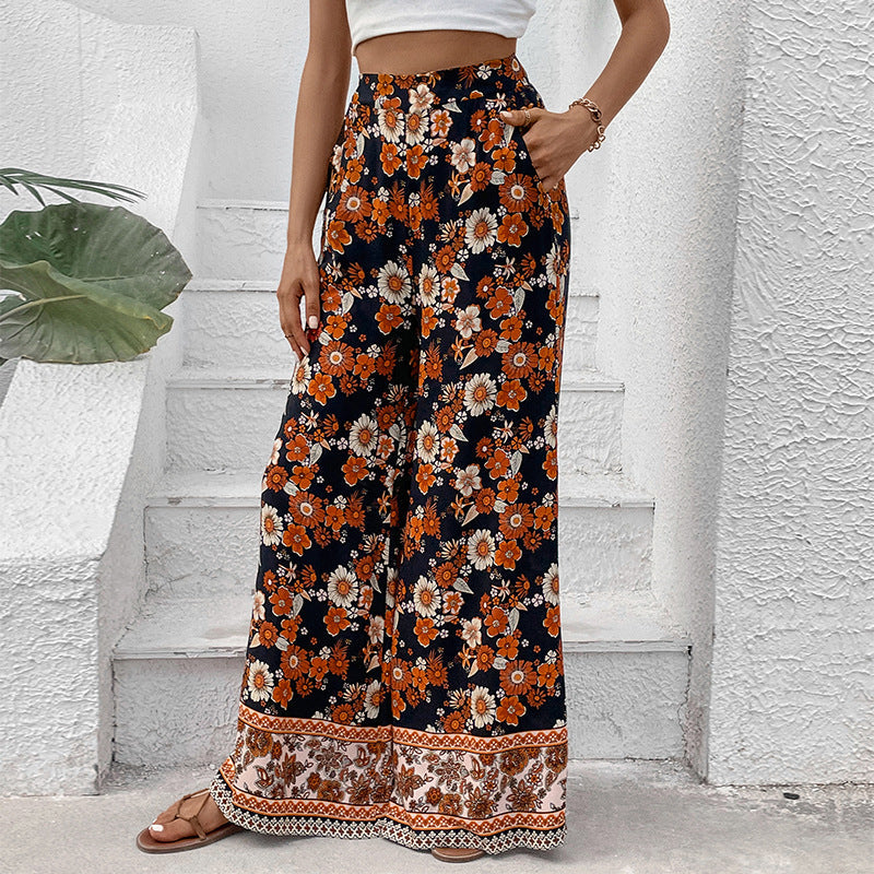 Damen Blumenhosen Weite Bein Norvielle