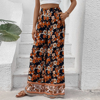 Damen Blumenhosen Weite Bein Norvielle