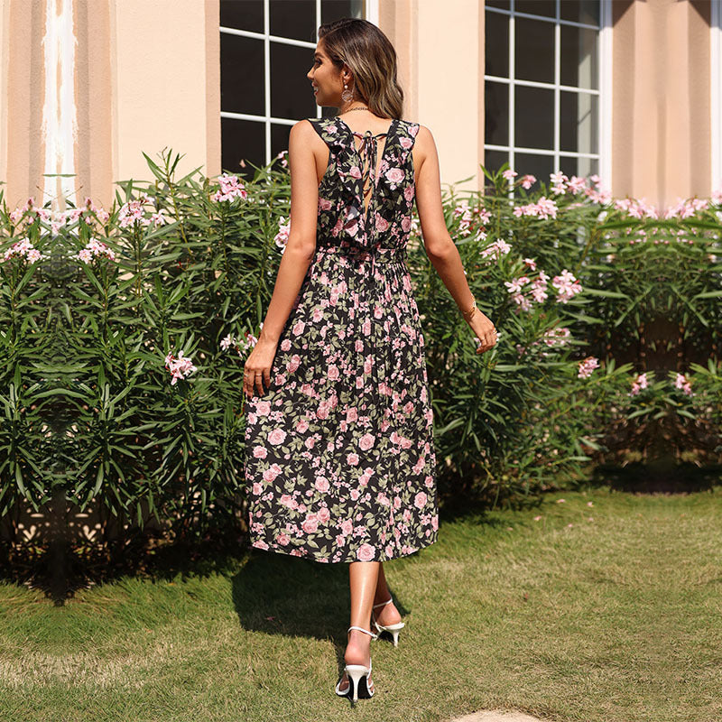 Damen Maxikleid Floralmuster Schwingrock Norvielle