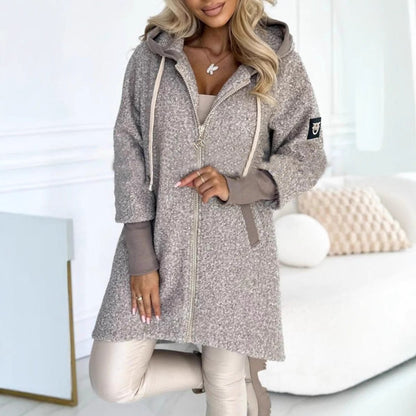Damen Fleecejacke Kuscheliges Innenfutter Kapuze Norvielle - Norvielle