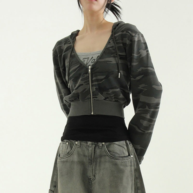 Damen Cropped Zip-Hoodie Sportlich Norvielle