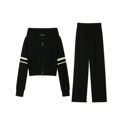 Damen Sportset Hoodie Jogginghose Baumwolle Weite Passform