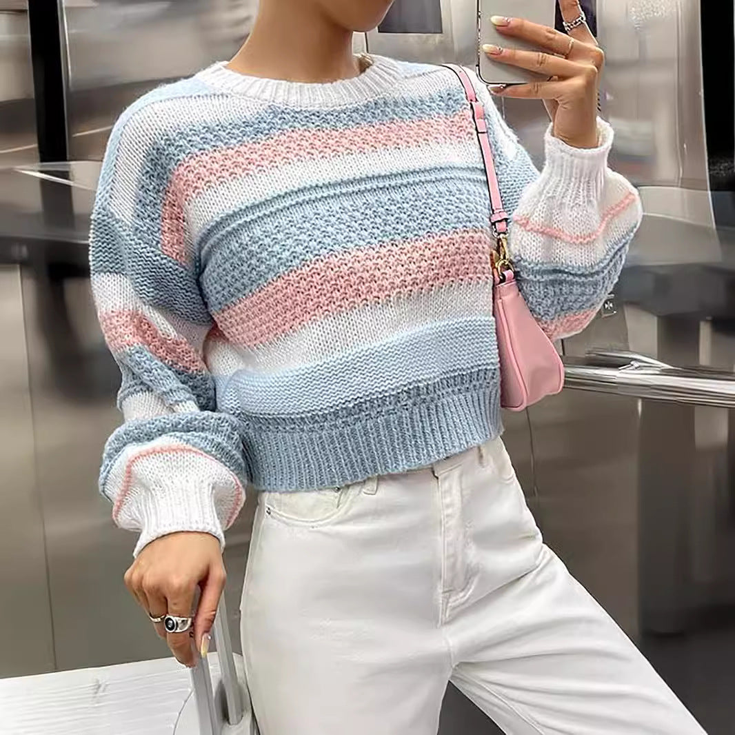 Damen Pullover Streifenmuster Lässiger Schnitt Norvielle
