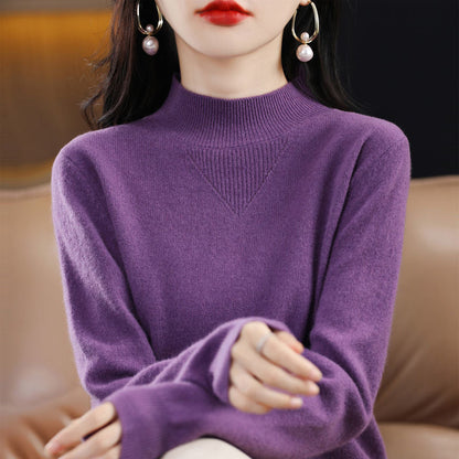Damen Pullover Feinripp mit hohem Kragen Elegantes Design