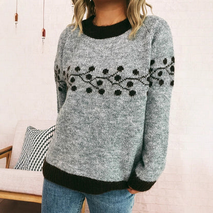 Damen Pullover Strick Norvielle Blumenmuster - Norvielle