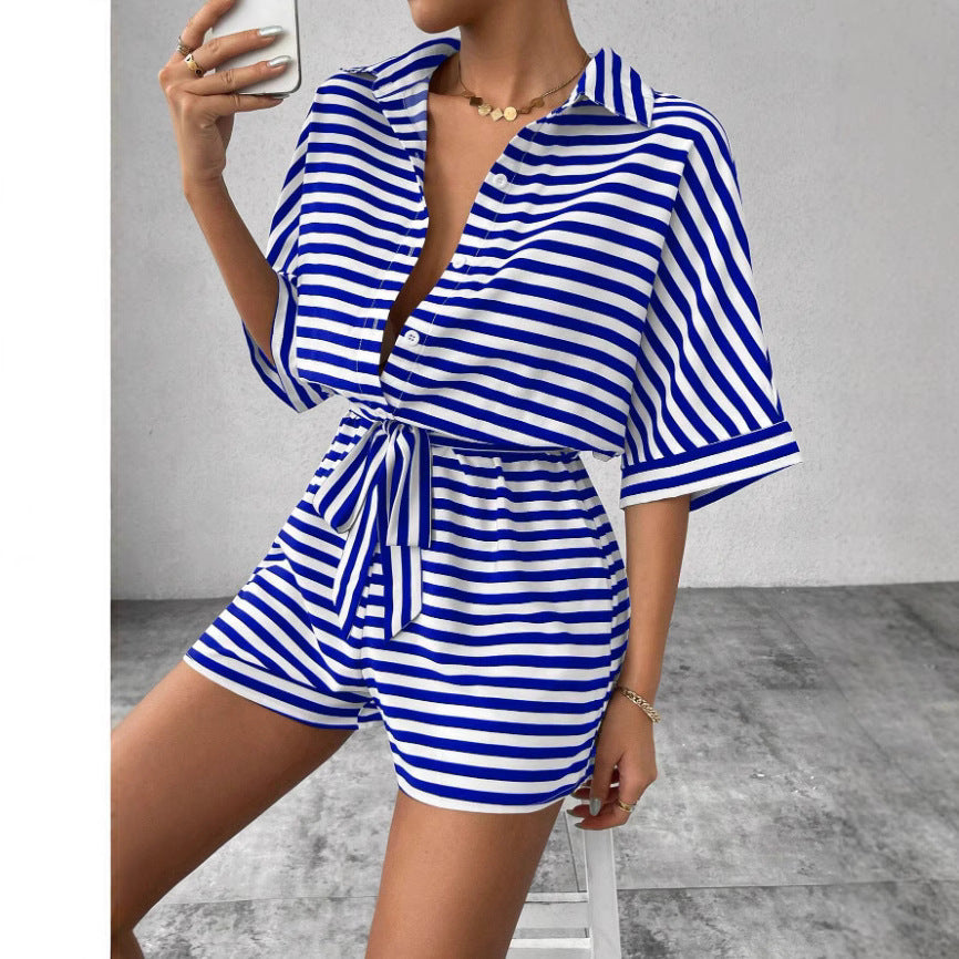 Damen Kurzoverall Gestreift Von Norvielle