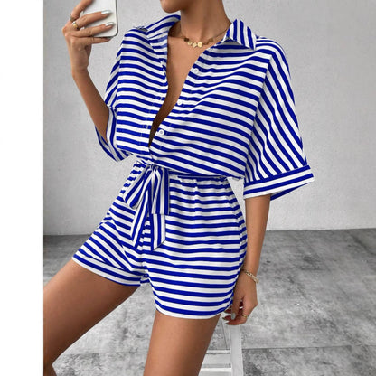 Damen Kurzoverall Gestreift Von Norvielle
