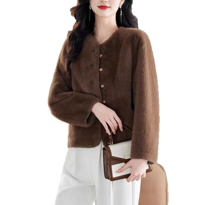 Damen Fleecejacke Kuschelig Knopfdesign Norvielle