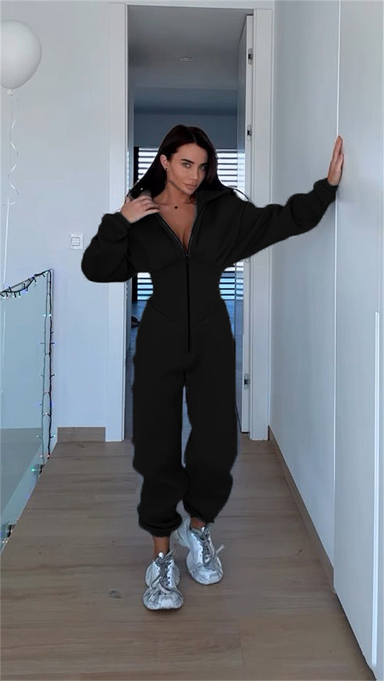 Damen Sportoverall Figurbetonter Silhouette Hoher Kragen