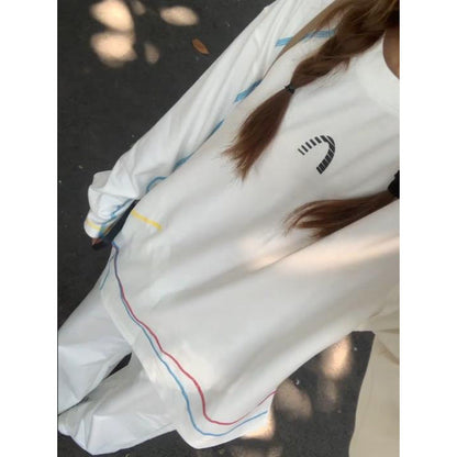 Damen Oversized Sweatshirt Bunt Streifen Baumwolle Groß