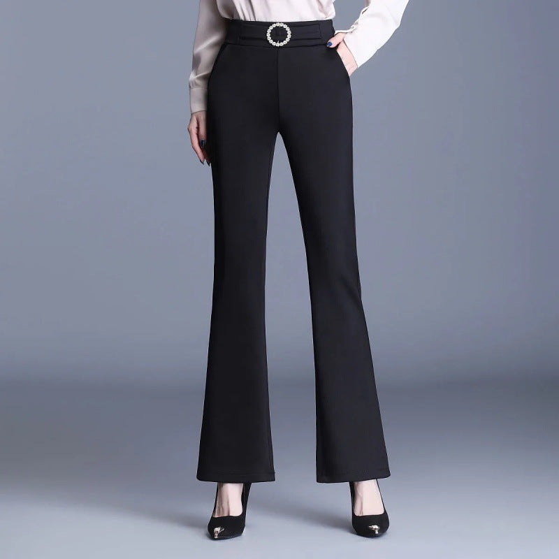Damen High-Waist-Hose Breites Bein Dekorativer Gürtel