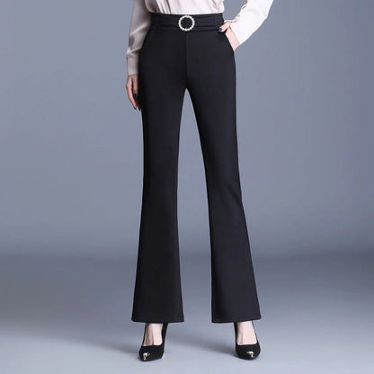 Damen High-Waist-Hose Breites Bein Dekorativer Gürtel