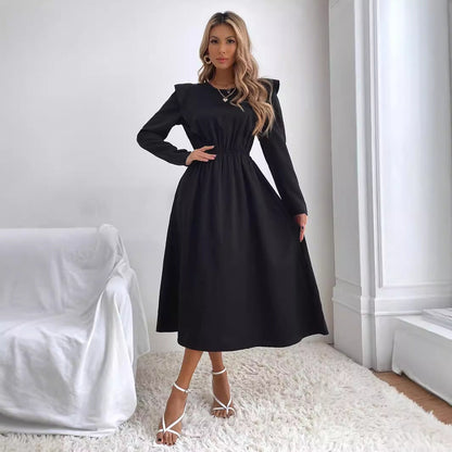 Damen Maxikleid Rüschendetails Elastischer Taillenbund Norvielle - Norvielle