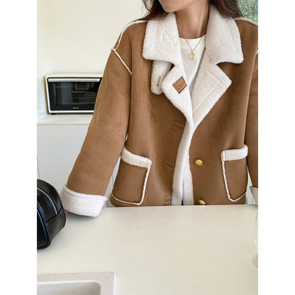 Damen Oversized Teddyjacke Norvielle mit Designer-Nähten
