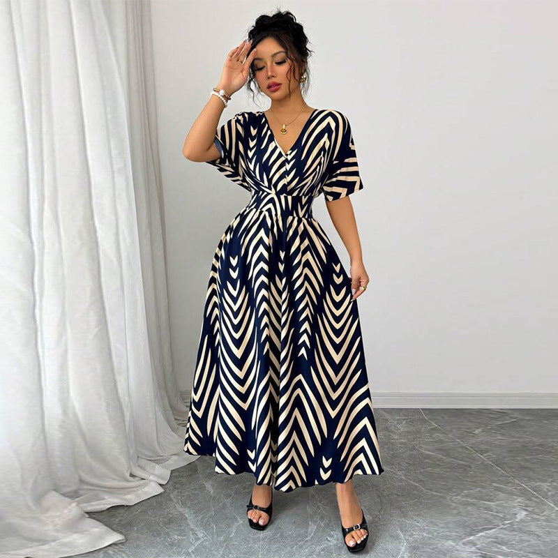 Damen Maxikleid V-Ausschnitt Geometrisches Muster Norvielle