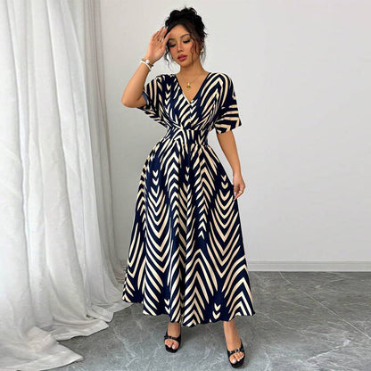 Damen Maxikleid V-Ausschnitt Geometrisches Muster Norvielle