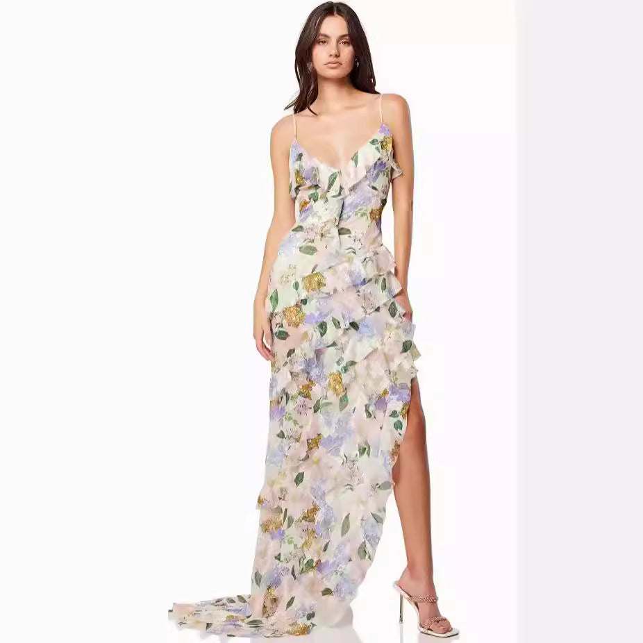 Damen Maxikleid Sommer Florale Prints Norvielle