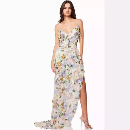 Damen Maxikleid Sommer Florale Prints Norvielle