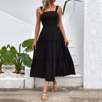 Damen Midikleid Luftige Rüschung Taillierter Schnitt Norvielle