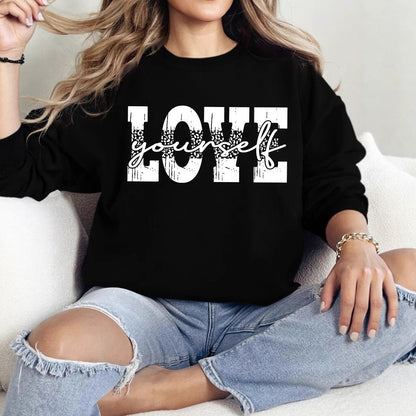 Damen Sweatshirt Lässig Mit Love Schriftzug