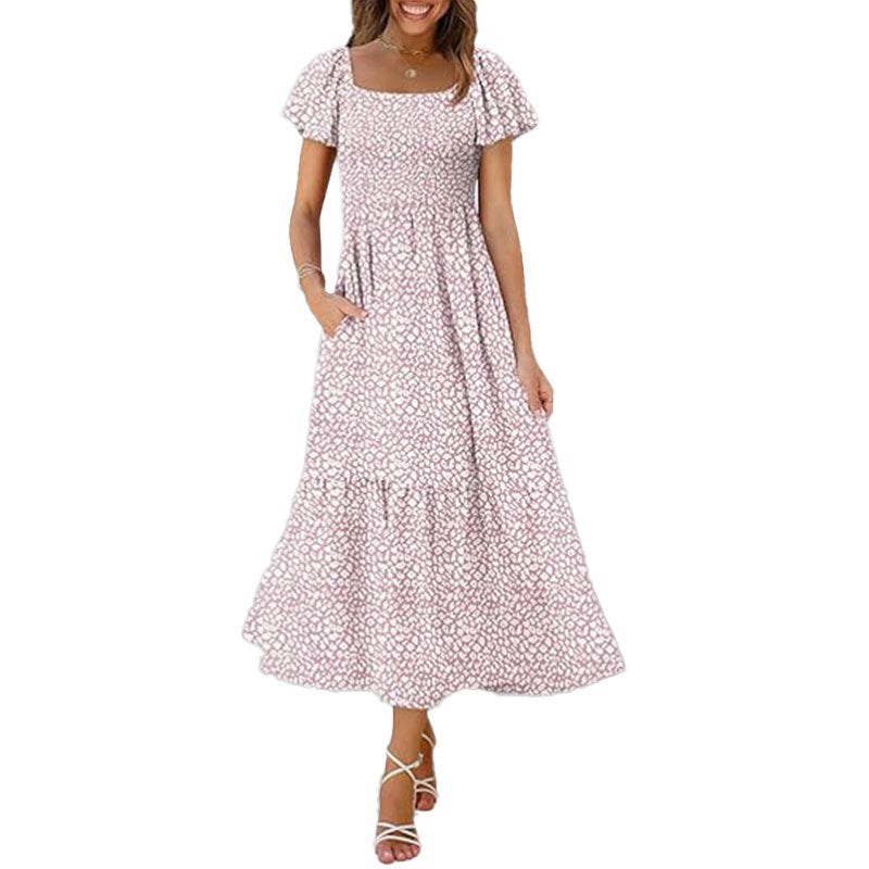 Damen Maxikleid Quadrat-Ausschnitt Voluminöse Ärmel Norvielle