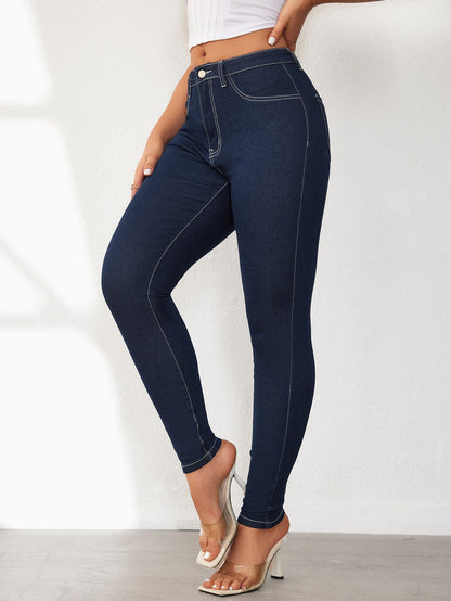 Damen High-Waist Jeansleggings Figurbetonter Stil