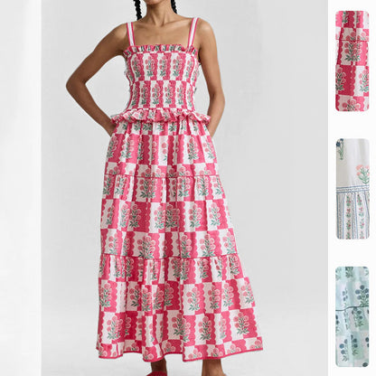 Damen Maxikleid Rüschendetails Floralmuster - Norvielle