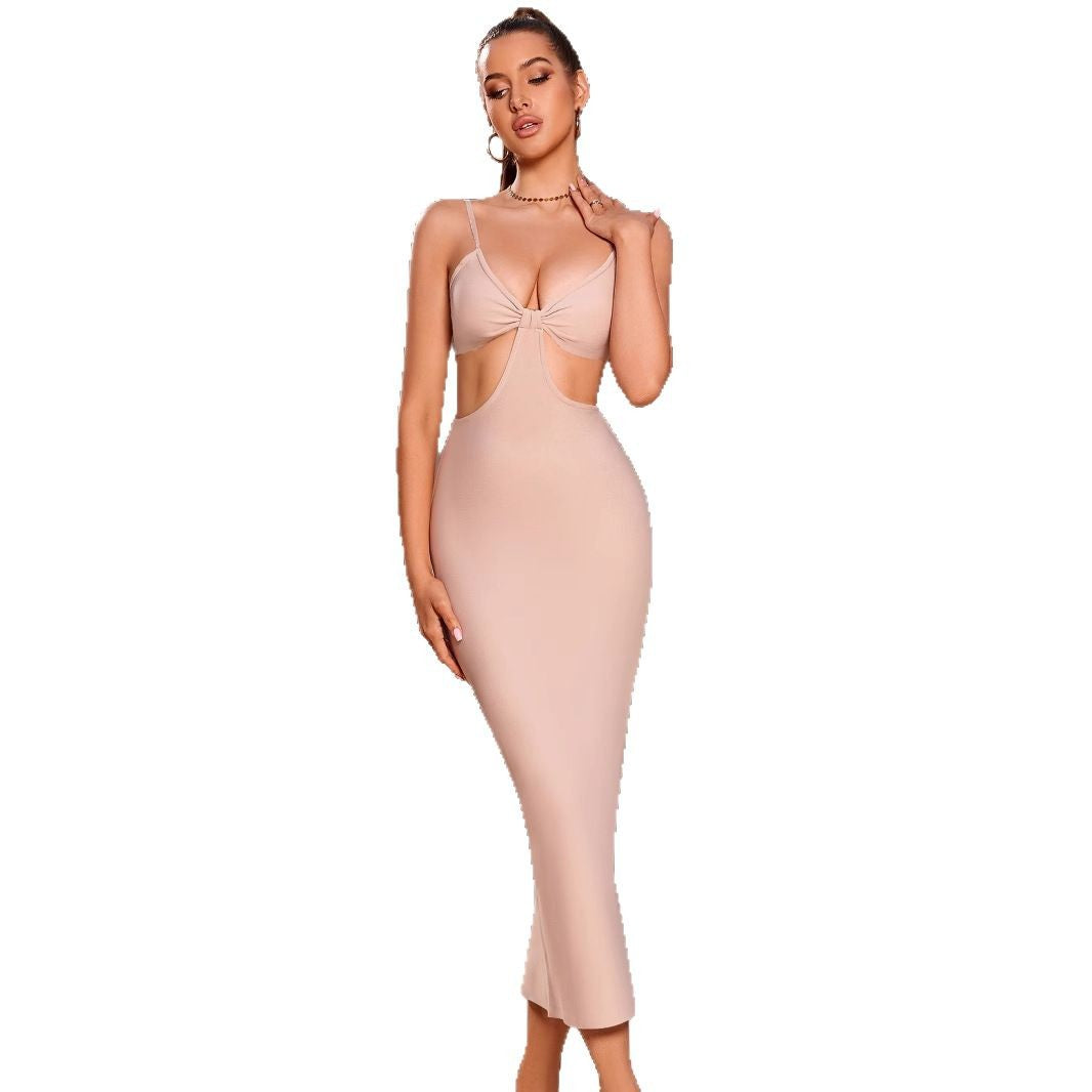 Damen Maxikleid Figurbetont Cut-Out-Design Elegantes