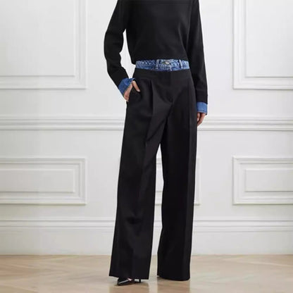 Damen High-Waist-Stoffhose Weit Norvielle - Norvielle