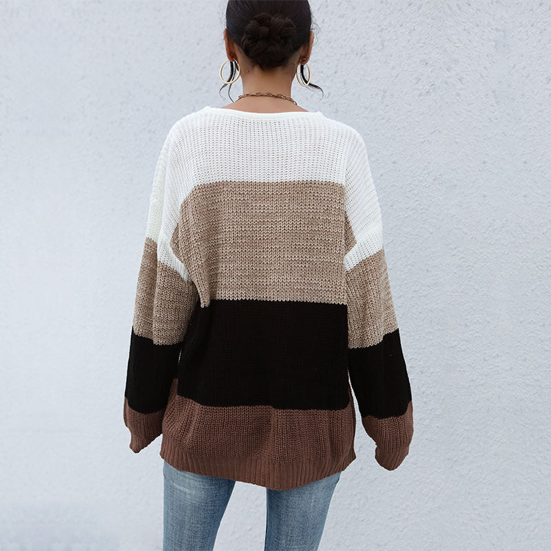 Damen Strickpullover Lässig Streifenmuster Norvielle