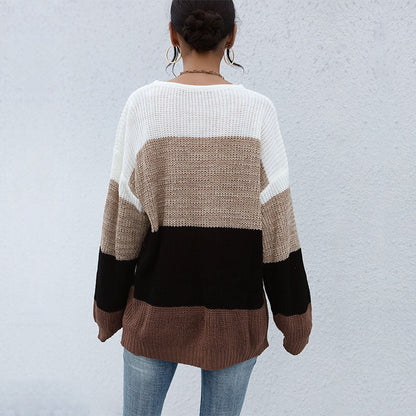Damen Strickpullover Lässig Streifenmuster Norvielle
