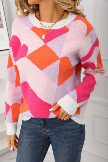 Damen Pullover Geometrisches Muster Norvielle