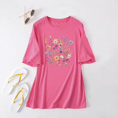 Damen Sommerbluse Floralmuster Baumwolle Blumenweiß
