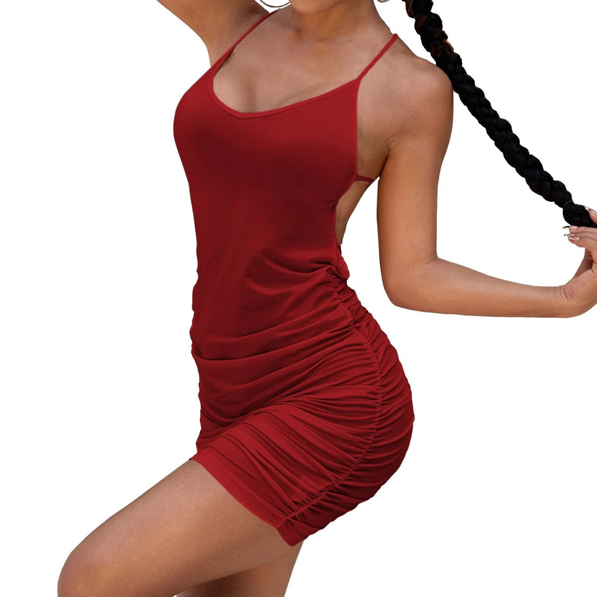 Damen Minikleid Asymmetrische Rüschendetails Figurbetont Norvielle