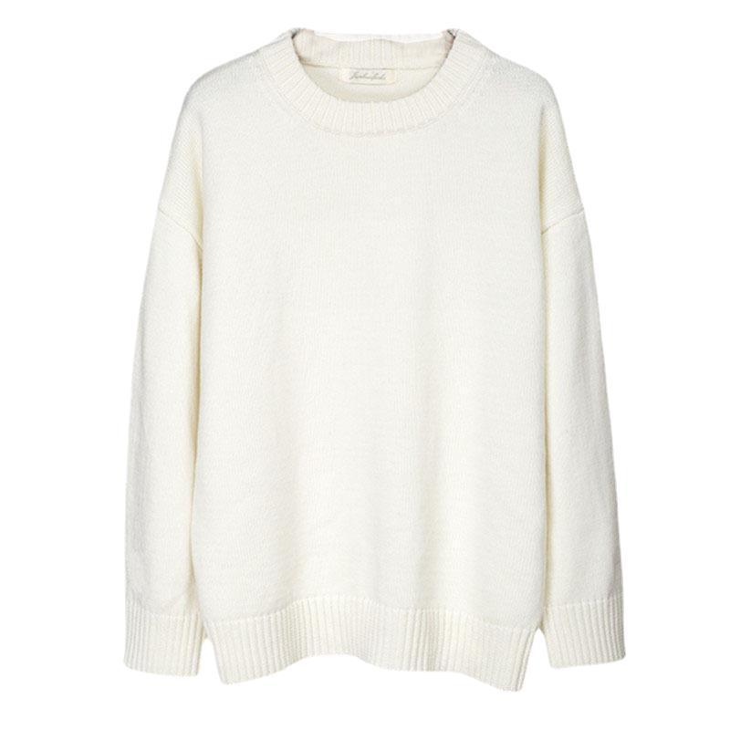 Damen Strickpullover Rundhals Baumwolle Bequem